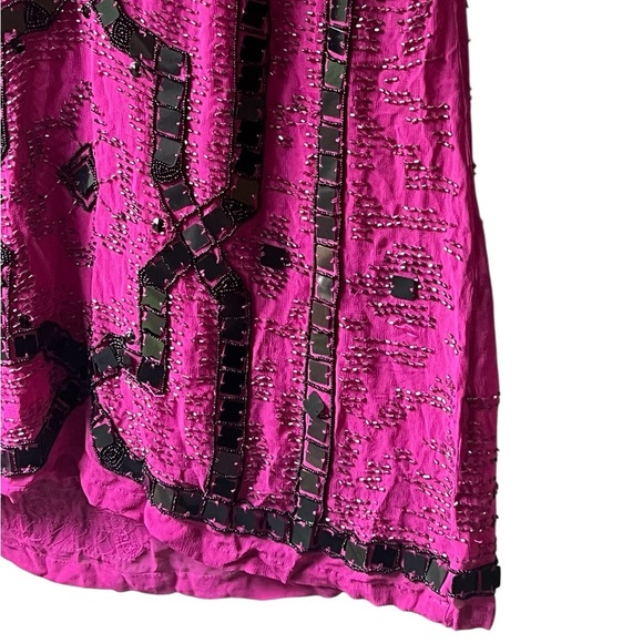 Free People fuschia purple speak easy tunic dress fully beaded - Picture 7 of 16